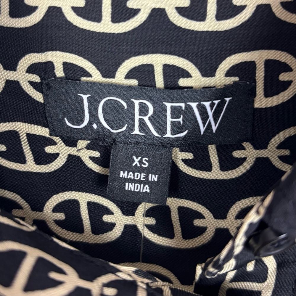 J.Crew Amelia popover shirt-dress in chain print Size XS Pockets Viscose Ruffle - Picture 6 of 11